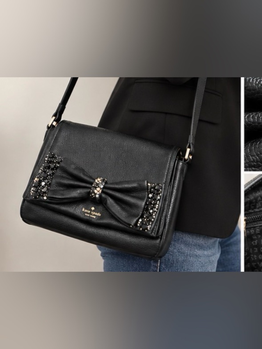 Kate Spade Black Bow Crossbody Like New